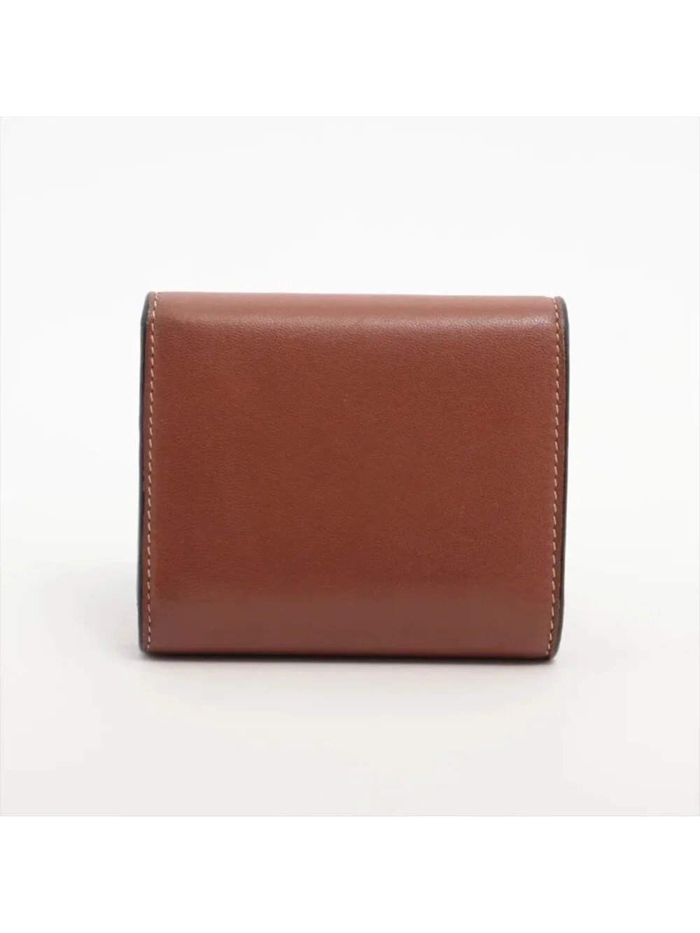 Celine Triomphe Small Flap Wallet Leather Trifold Brown Gold